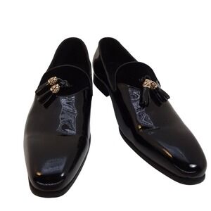 Moretti Gold Label Black Patent Leather‎ Tassel Loafers Men Size 12